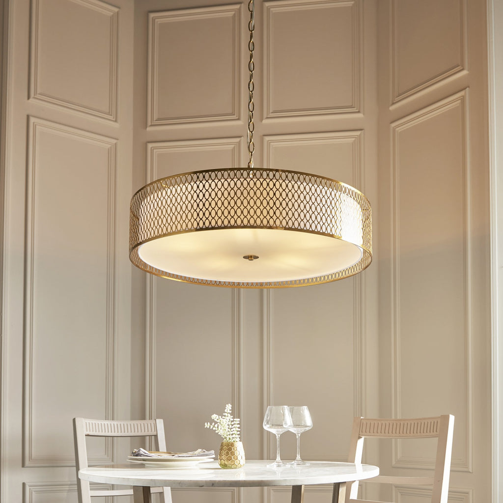 Cordero Stylish 5 Light Ceiling Pendant In Gold Finish With Glass Diffuser 113421