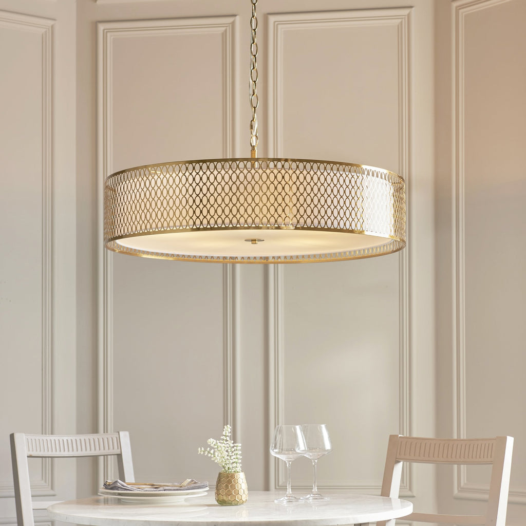 Cordero Stylish 5 Light Ceiling Pendant In Gold Finish With Glass Diffuser 113421