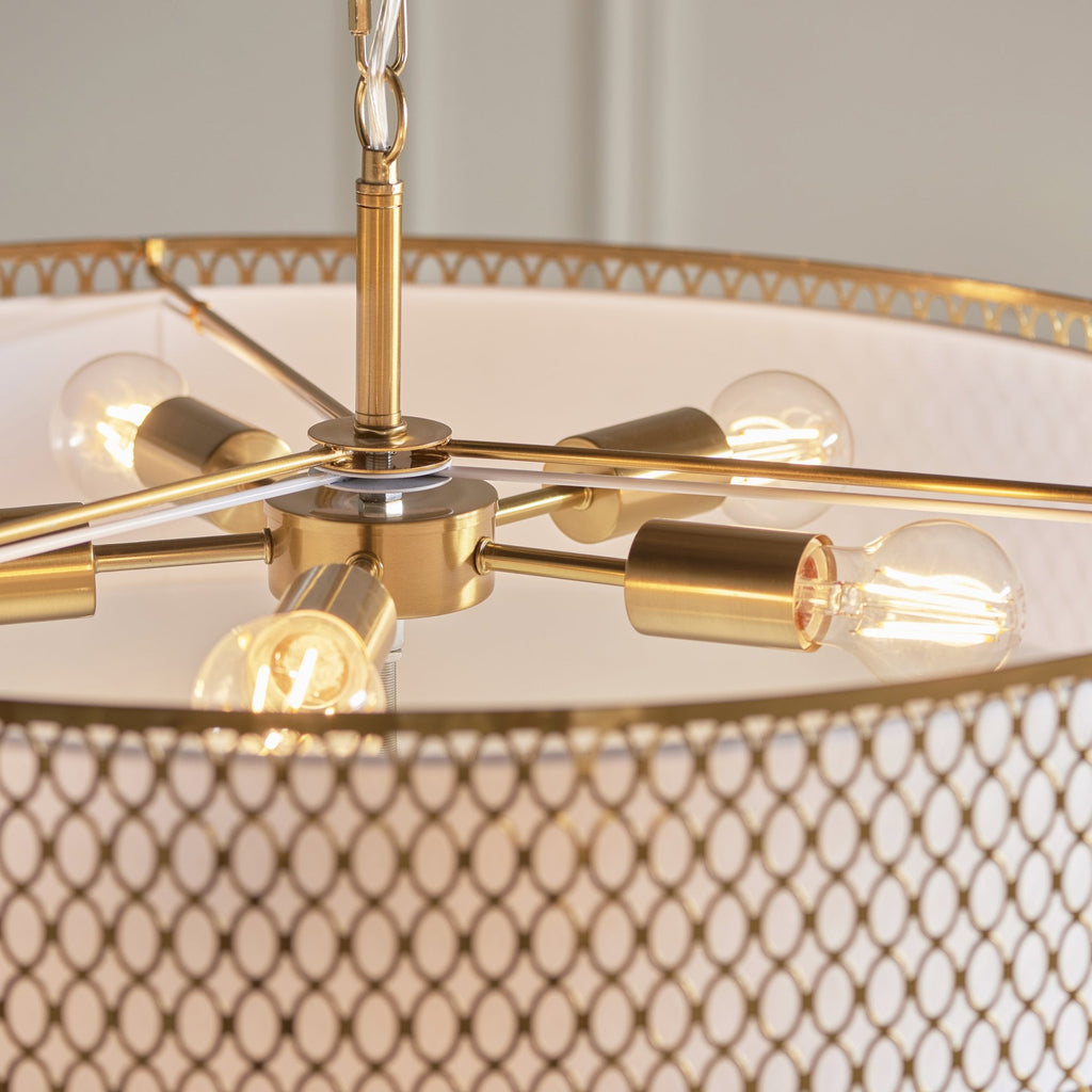 Cordero Stylish 5 Light Ceiling Pendant In Gold Finish With Glass Diffuser 113421