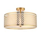 Cordero Stylish 3 Light Flush Ceiling Light In Gold Finish With Glass Diffuser 101568