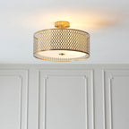 Cordero Stylish 3 Light Flush Ceiling Light In Gold Finish With Glass Diffuser 101568