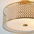 Cordero Stylish 3 Light Flush Ceiling Light In Gold Finish With Glass Diffuser 101568