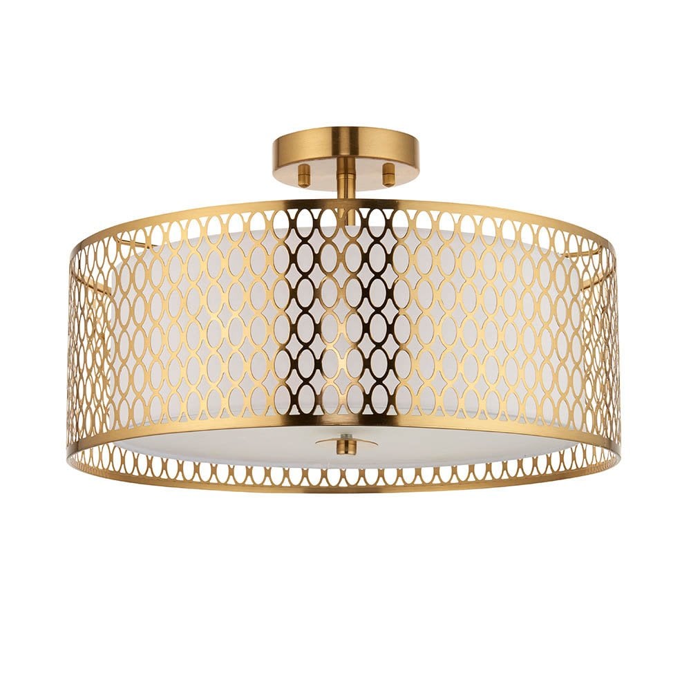 Cordero Stylish 3 Light Flush Ceiling Light In Gold Finish With Glass Diffuser 101568