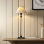Lille Table Lamp In Matt Black Finish With Natural Linen 22cm Shade 118121