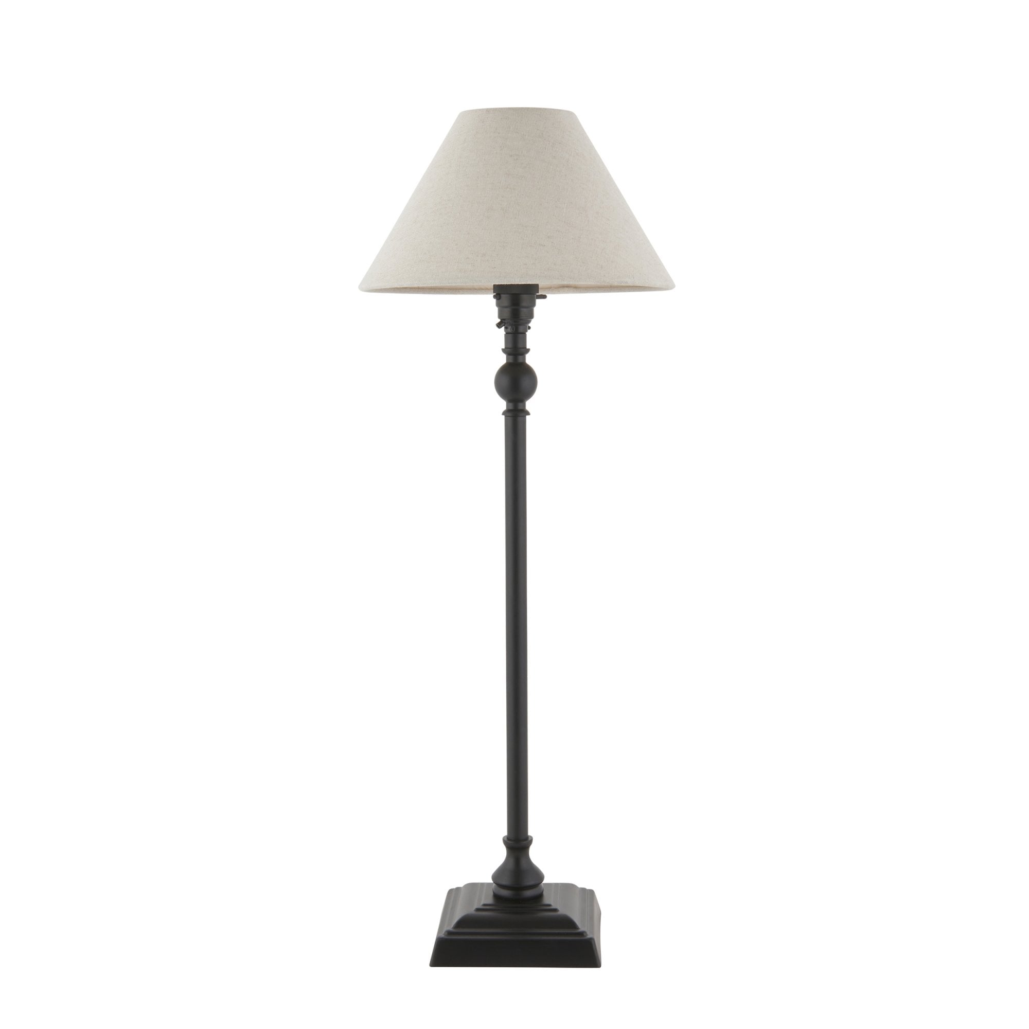 Lille Table Lamp In Matt Black Finish With Natural Linen 22cm Shade 118121