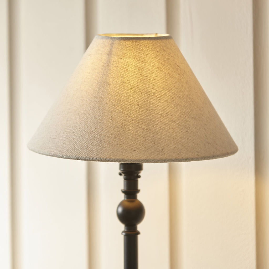 Lille Table Lamp In Matt Black Finish With Natural Linen 22cm Shade 118121