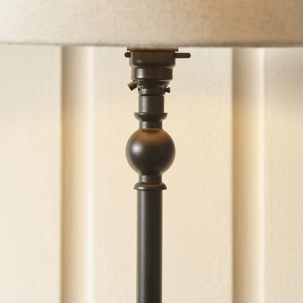 Lille Table Lamp In Matt Black Finish With Natural Linen 22cm Shade 118121