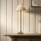 Lille Table Lamp In Antique Brass Finish With Natural Linen 22cm Shade 118122