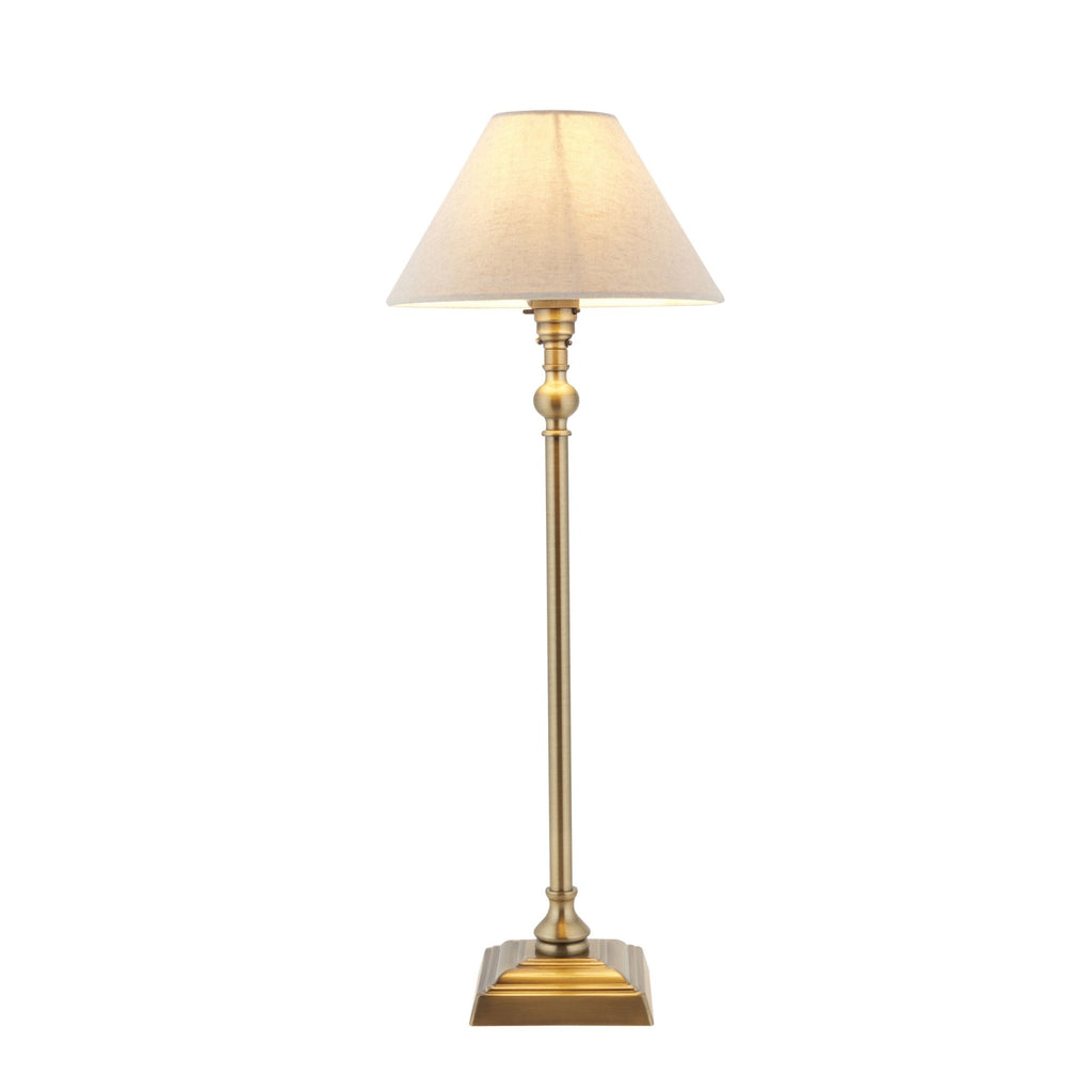 Lille Table Lamp In Antique Brass Finish With Natural Linen 22cm Shade 118122