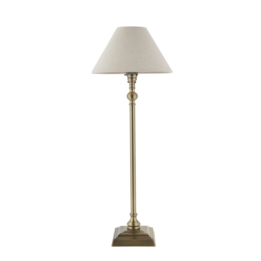 Lille Table Lamp In Antique Brass Finish With Natural Linen 22cm Shade 118122