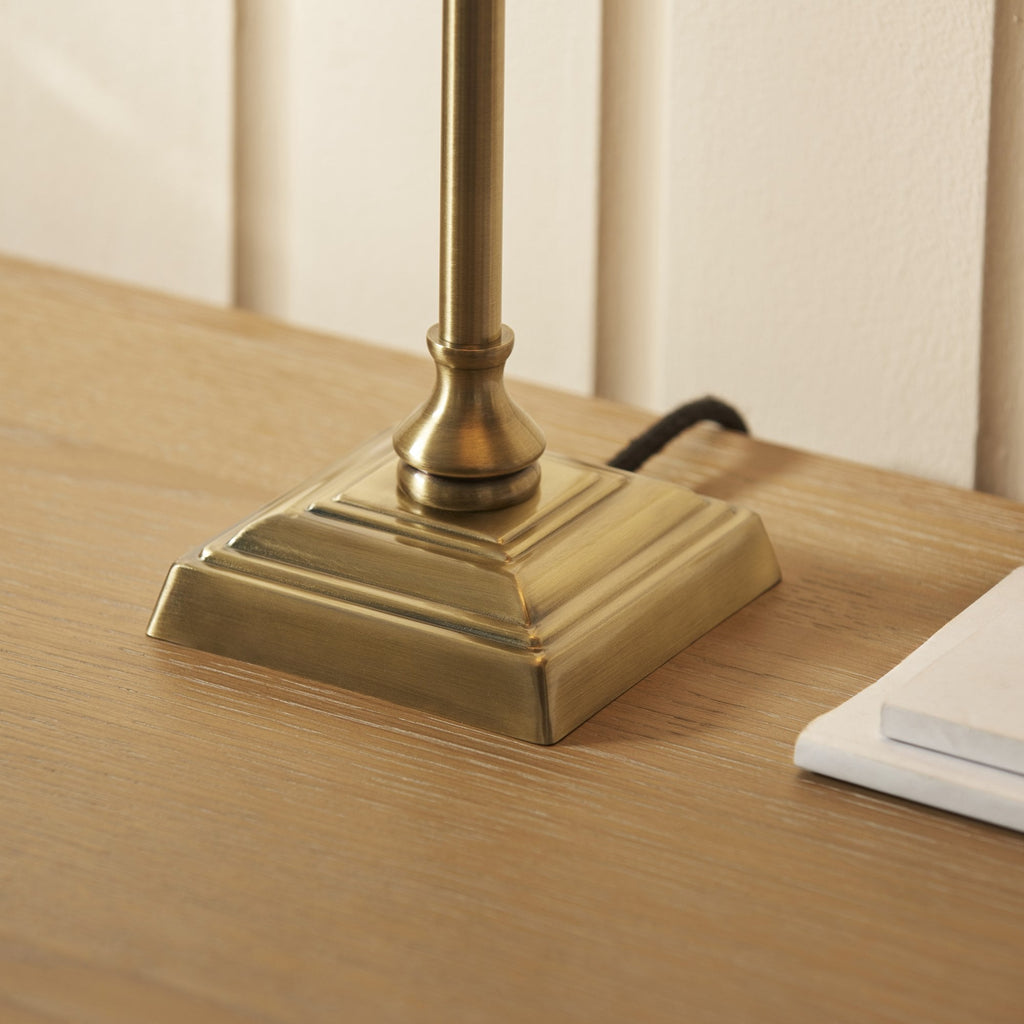 Lille Table Lamp In Antique Brass Finish With Natural Linen 22cm Shade 118122