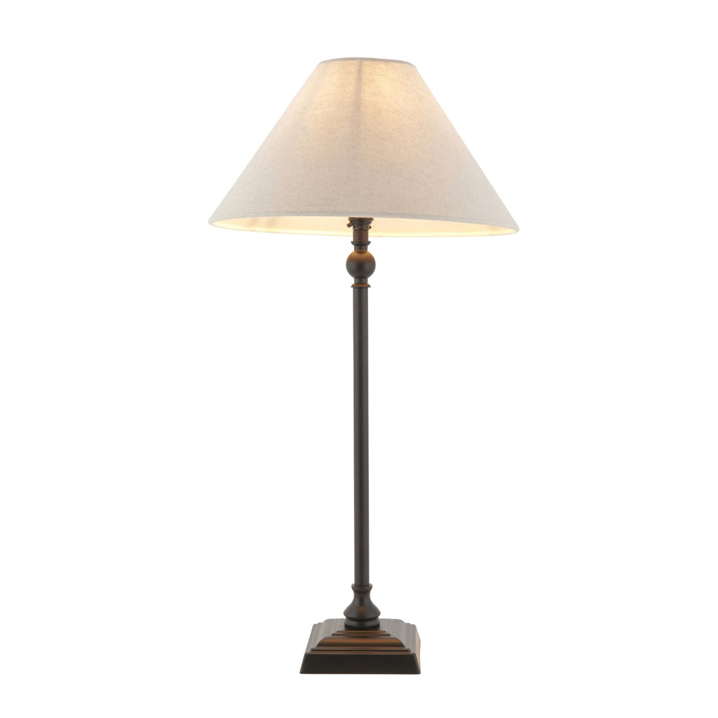 Lille Table Lamp In Matt Black Finish With Natural Linen 31cm Shade 117828