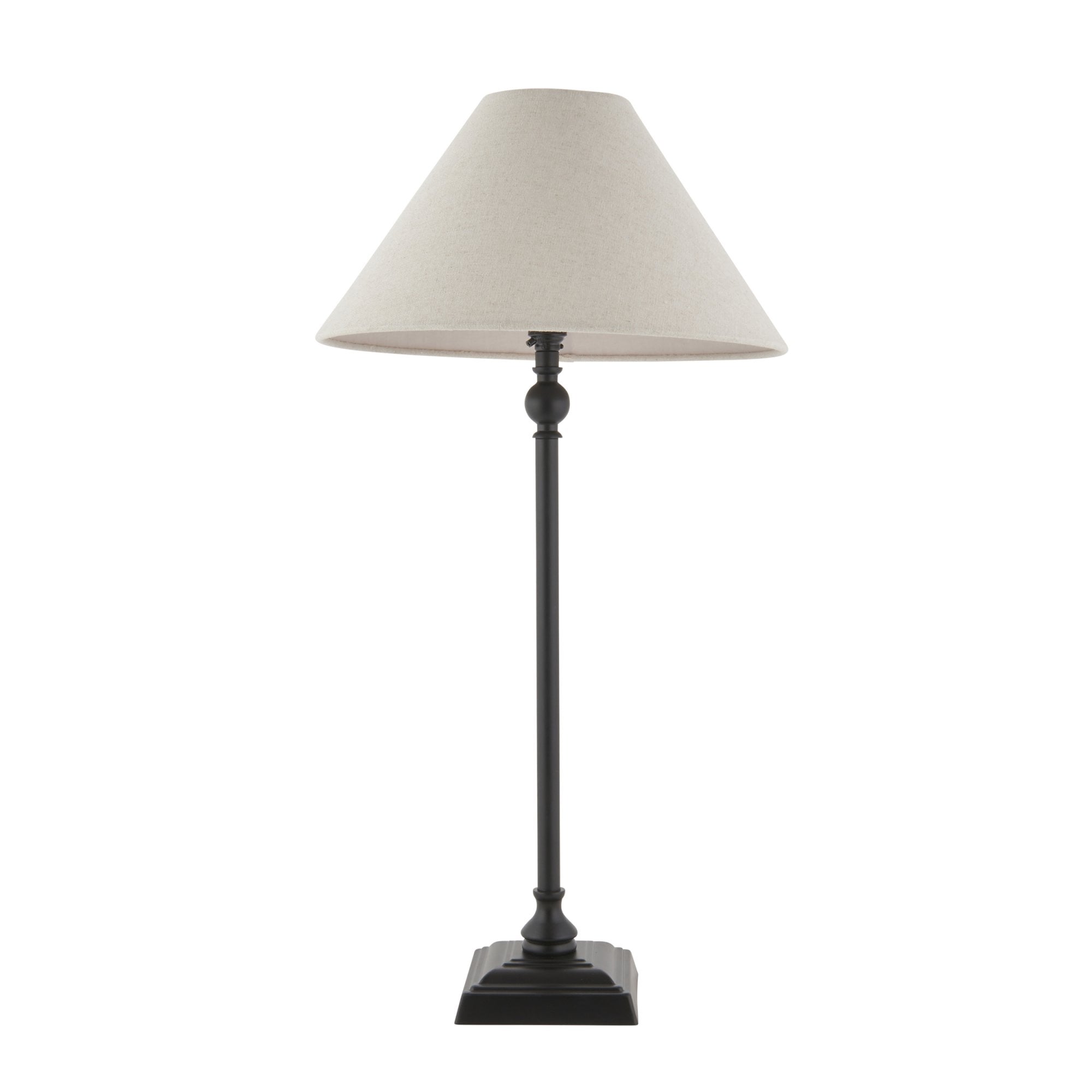 Lille Table Lamp In Matt Black Finish With Natural Linen 31cm Shade 117828