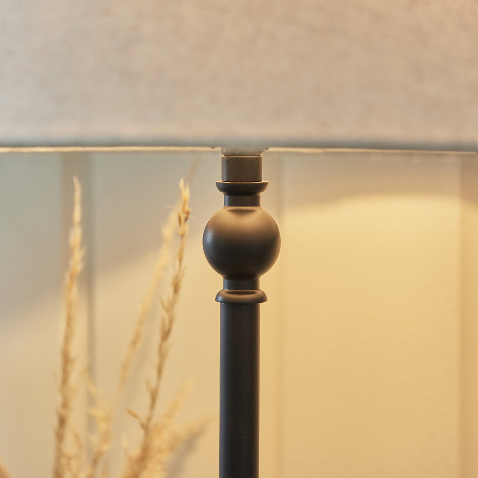 Lille Table Lamp In Matt Black Finish With Natural Linen 31cm Shade 117828