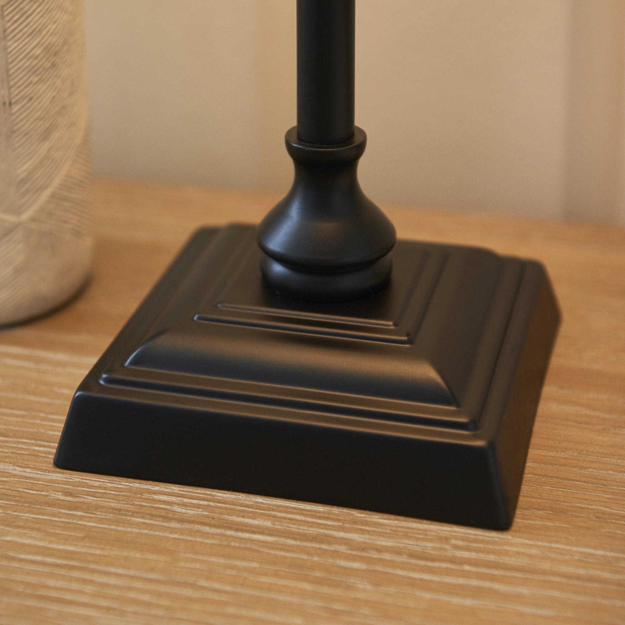 Lille Table Lamp In Matt Black Finish With Natural Linen 31cm Shade 117828