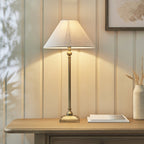 Lille Table Lamp In Antique Brass Finish With Natural Linen 31cm Shade 117829