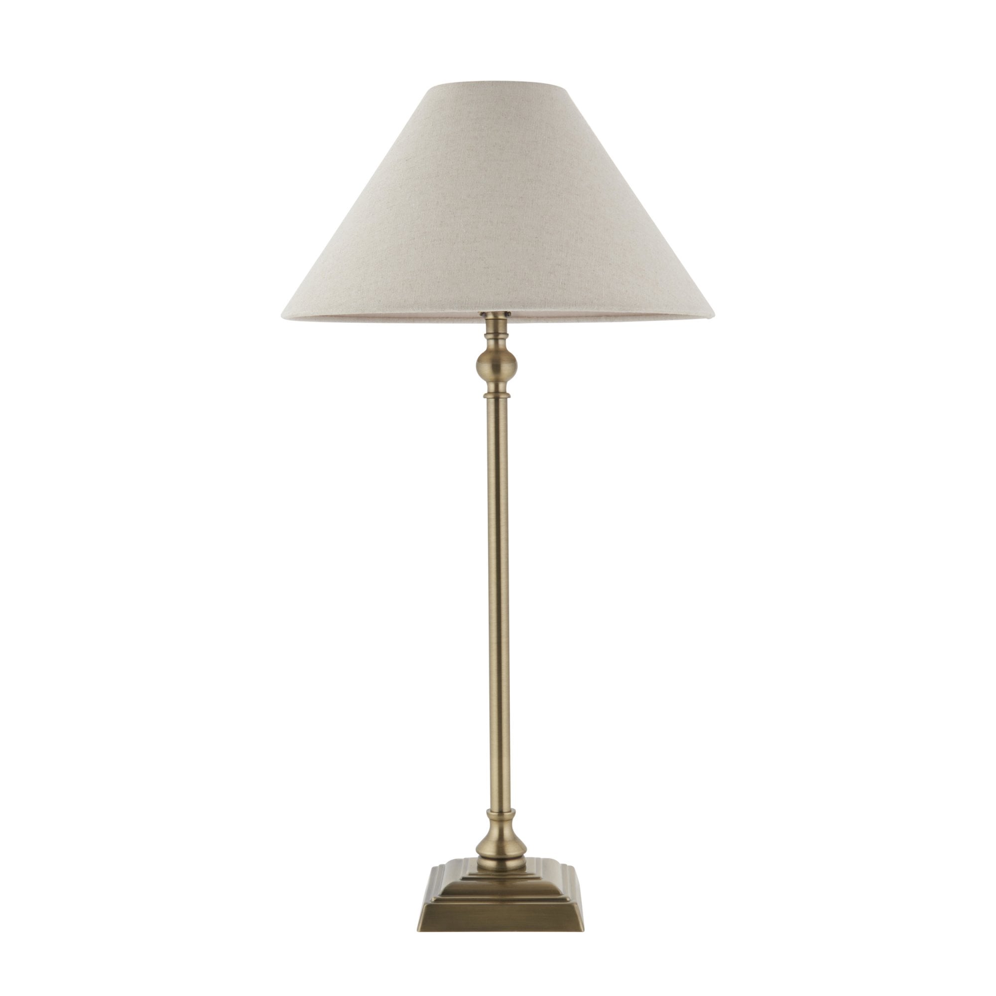Lille Table Lamp In Antique Brass Finish With Natural Linen 31cm Shade 117829