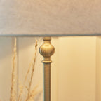 Lille Table Lamp In Antique Brass Finish With Natural Linen 31cm Shade 117829
