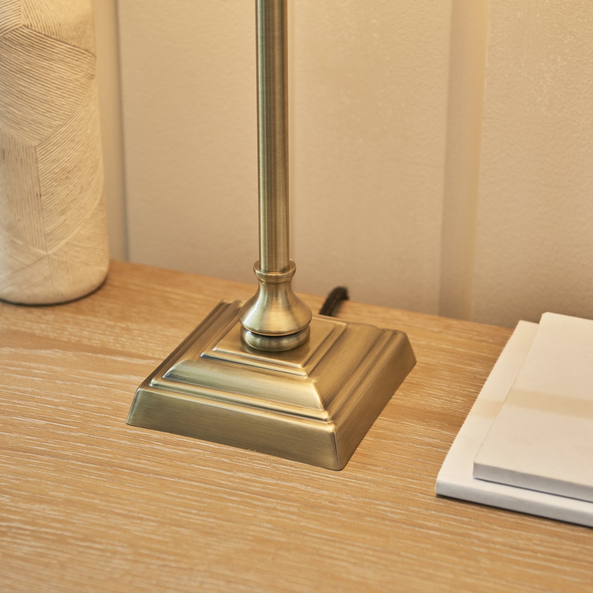 Lille Table Lamp In Antique Brass Finish With Natural Linen 31cm Shade 117829
