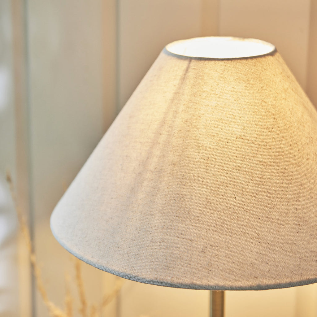 Lille Table Lamp In Antique Brass Finish With Natural Linen 31cm Shade 117829