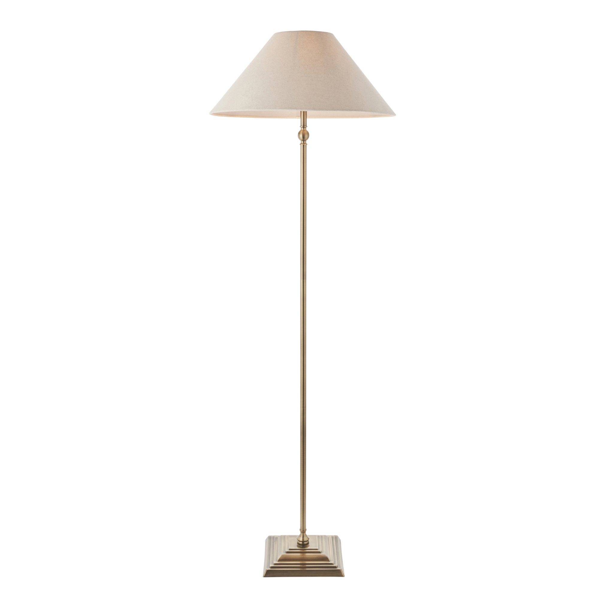 Lille Floor Lamp In Antique Brass Finish With Natural Linen Shade 117831