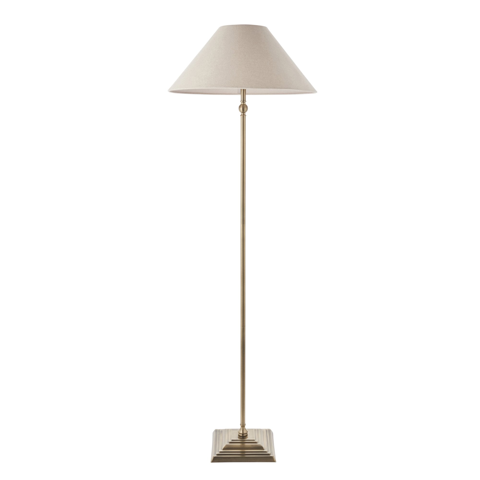 Lille Floor Lamp In Antique Brass Finish With Natural Linen Shade 117831