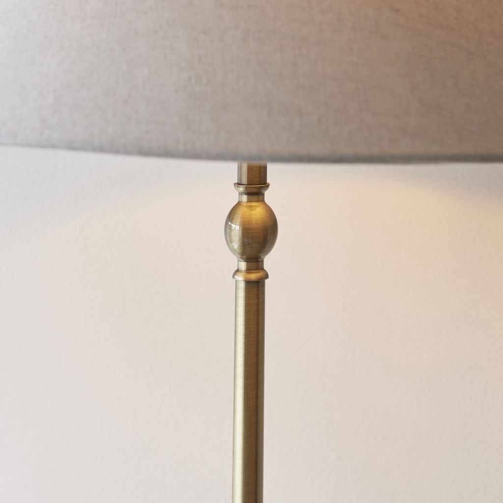 Lille Floor Lamp In Antique Brass Finish With Natural Linen Shade 117831