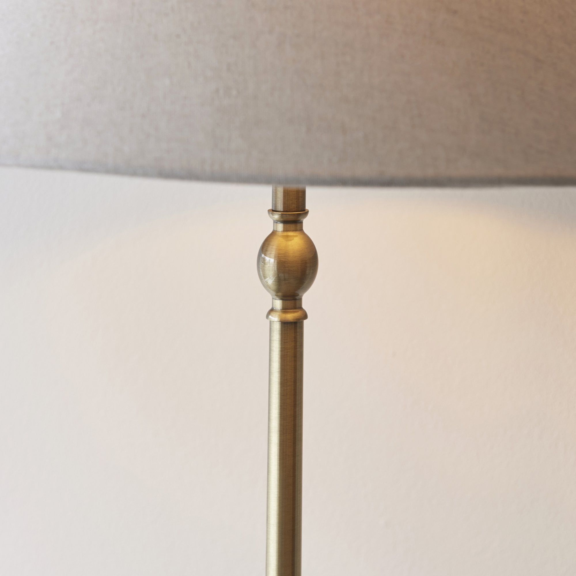 Lille Floor Lamp In Antique Brass Finish With Natural Linen Shade 117831