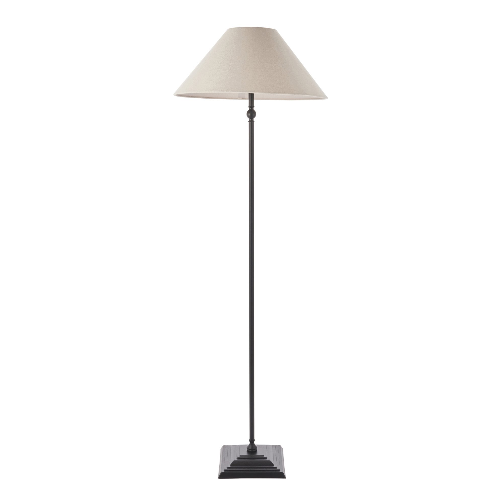 Lille Floor Lamp In Matt Black Finish With Natural Linen Shade 117830