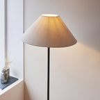 Lille Floor Lamp In Matt Black Finish With Natural Linen Shade 117830