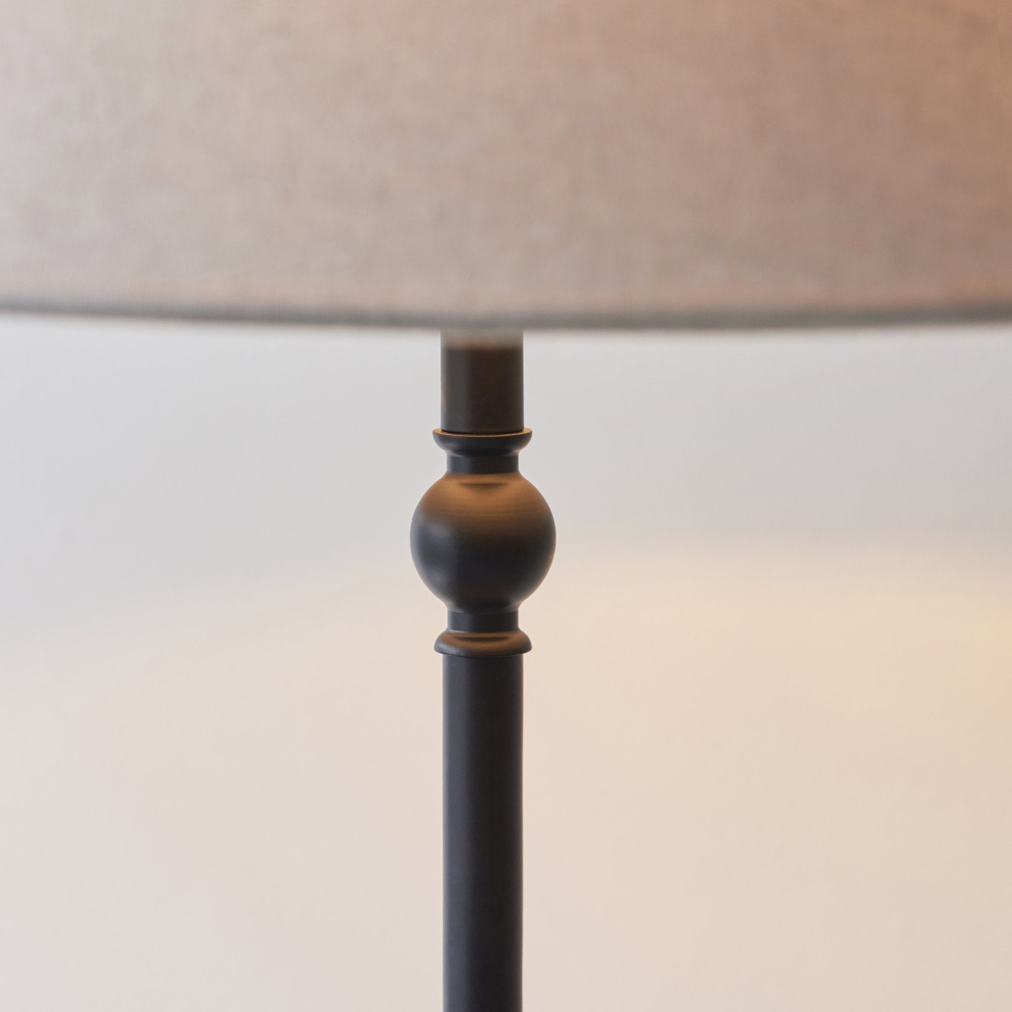 Lille Floor Lamp In Matt Black Finish With Natural Linen Shade 117830