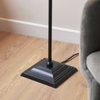 Lille Floor Lamp In Matt Black Finish With Natural Linen Shade 117830