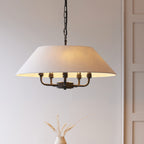 Lille Ceiling Pendant Light In Matt Black Finish With Natural Linen Shade 112955