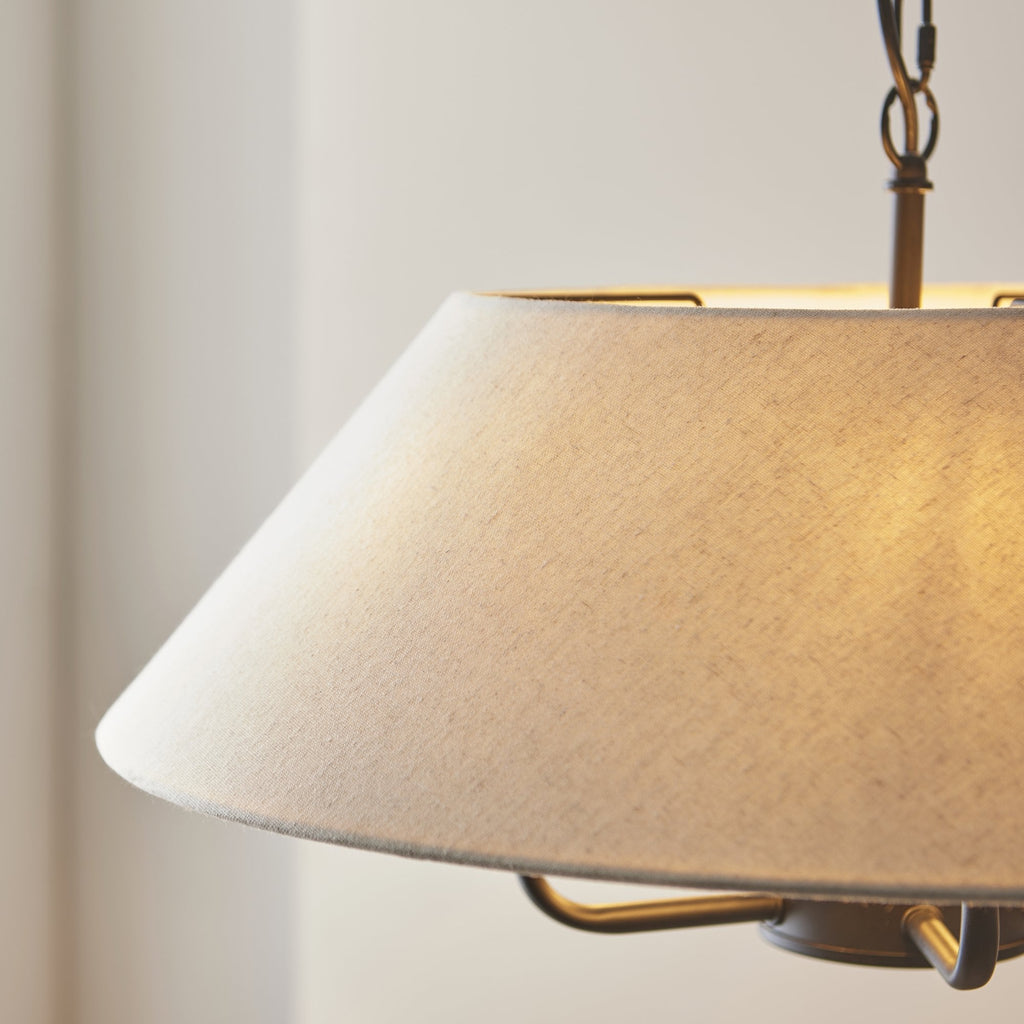 Lille Ceiling Pendant Light In Matt Black Finish With Natural Linen Shade 112955