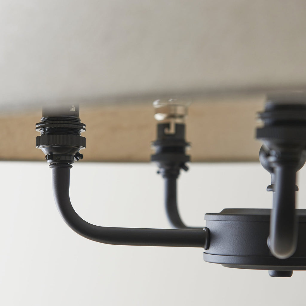 Lille Ceiling Pendant Light In Matt Black Finish With Natural Linen Shade 112955