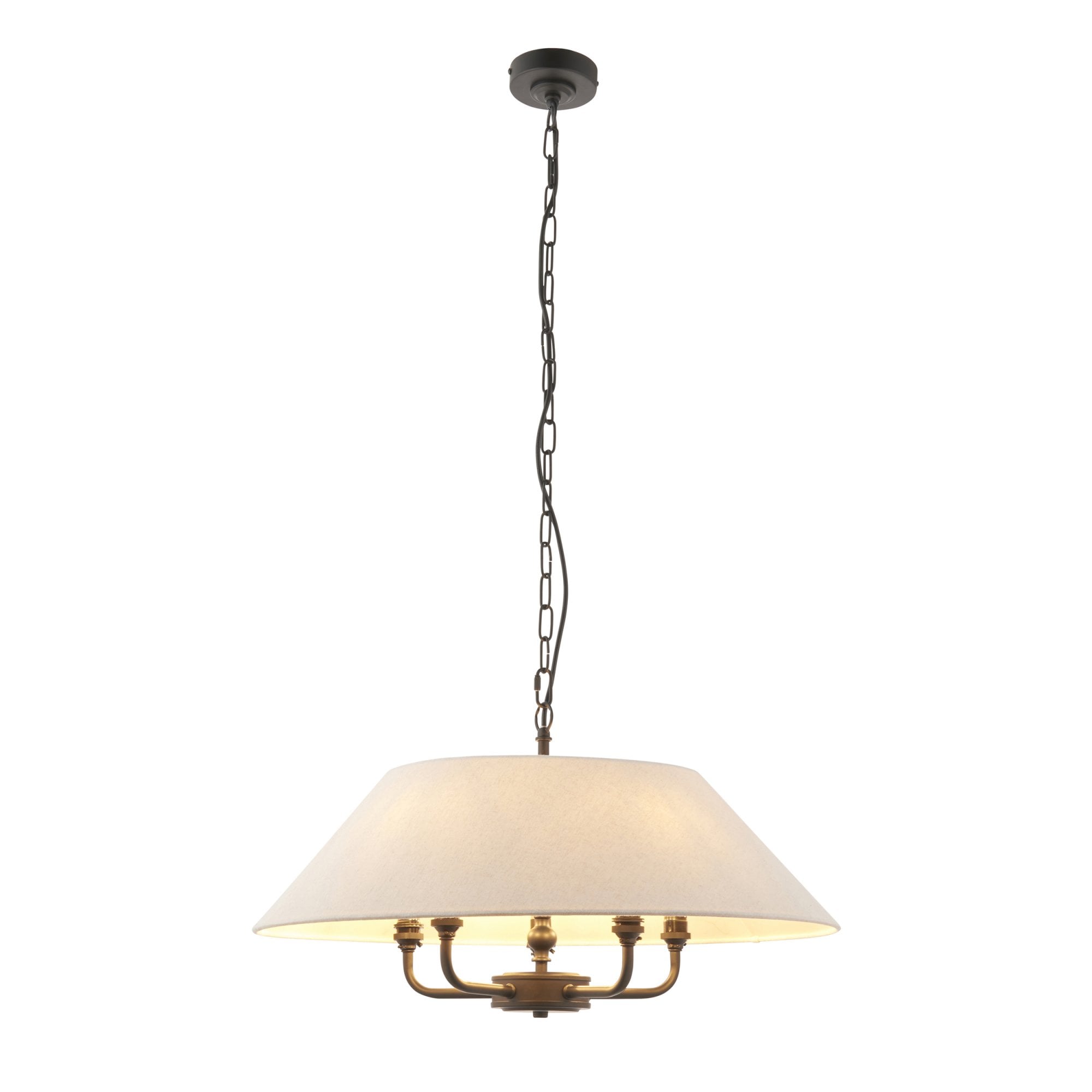 Lille Ceiling Pendant Light In Matt Black Finish With Natural Linen Shade 112955