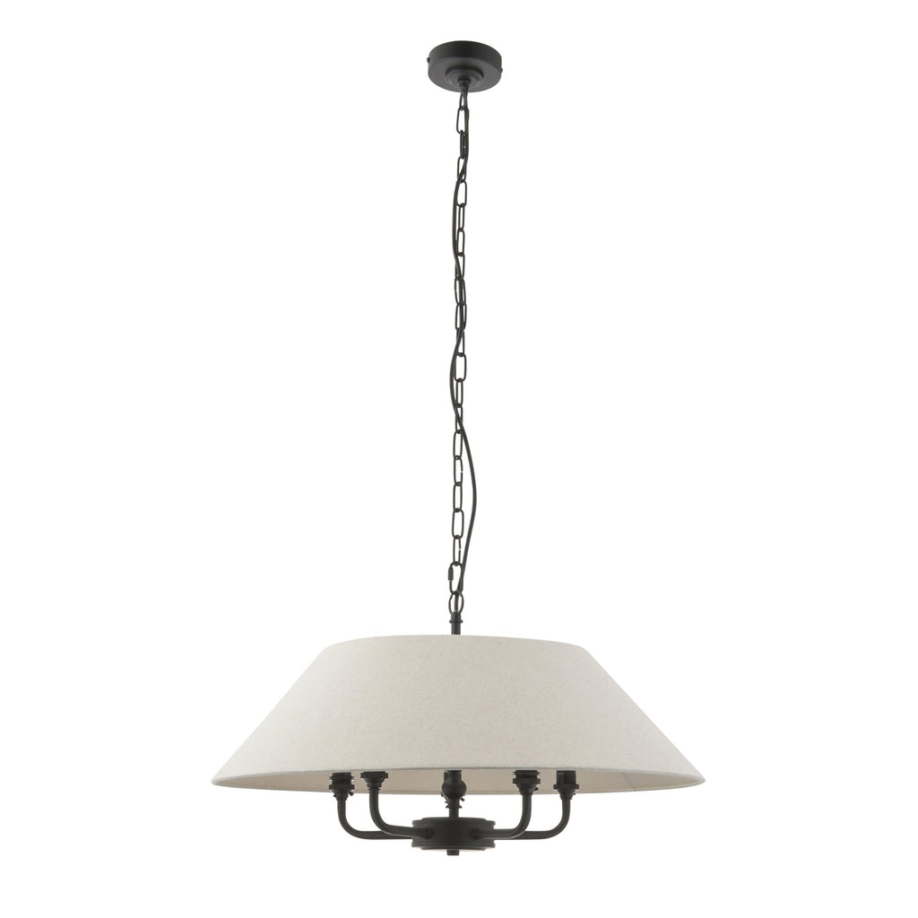 Lille Ceiling Pendant Light In Matt Black Finish With Natural Linen Shade 112955
