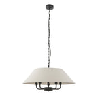 Lille Ceiling Pendant Light In Matt Black Finish With Natural Linen Shade 112955