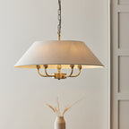 Lille Ceiling Pendant Light In Antique Brass Finish With Natural Linen Shade 112956