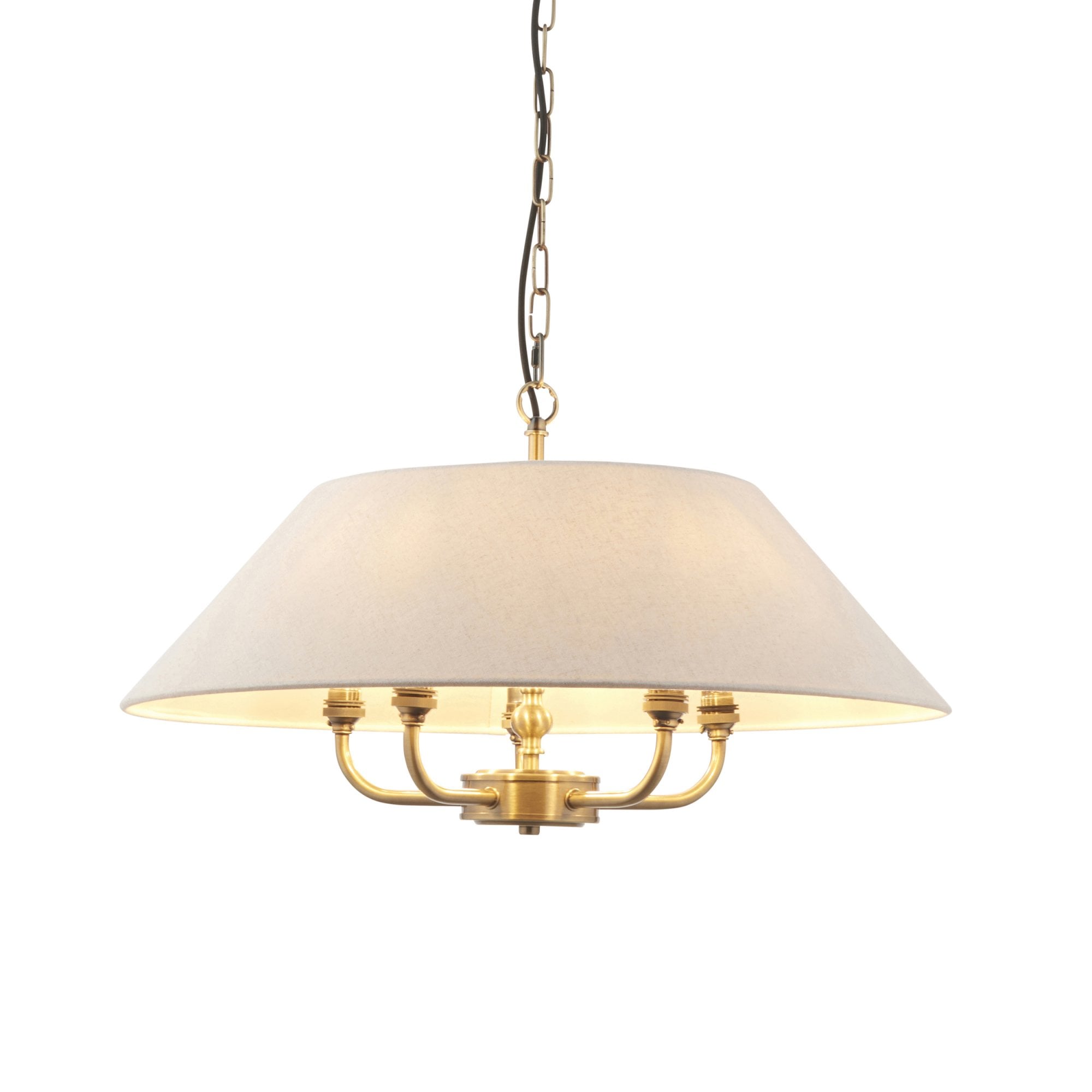 Lille Ceiling Pendant Light In Antique Brass Finish With Natural Linen Shade 112956