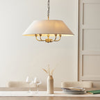 Lille Ceiling Pendant Light In Antique Brass Finish With Natural Linen Shade 112956