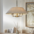 Lille Ceiling Pendant Light In Antique Brass Finish With Natural Linen Shade 112956