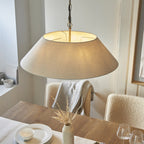 Lille Ceiling Pendant Light In Antique Brass Finish With Natural Linen Shade 112956