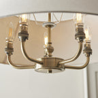Lille Ceiling Pendant Light In Antique Brass Finish With Natural Linen Shade 112956