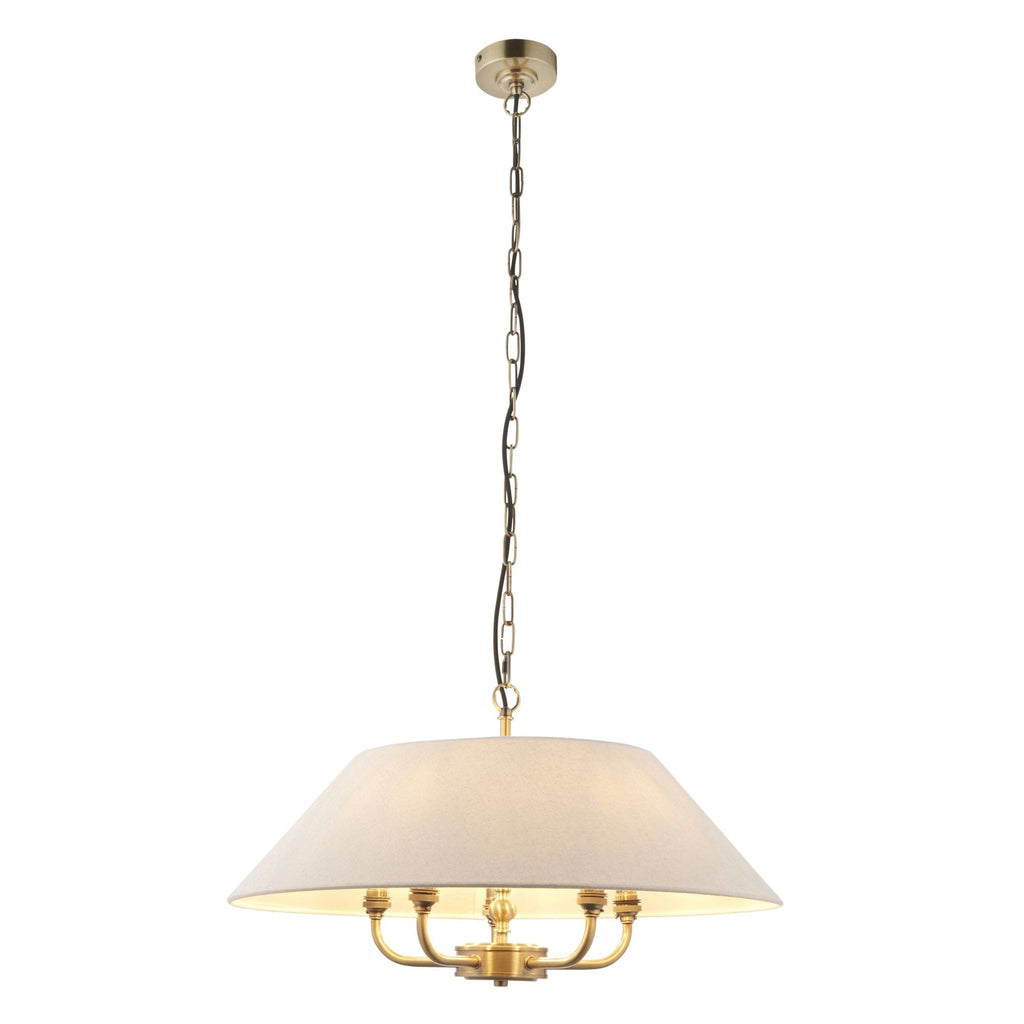 Lille Ceiling Pendant Light In Antique Brass Finish With Natural Linen Shade 112956