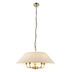 Lille Ceiling Pendant Light In Antique Brass Finish With Natural Linen Shade 112956