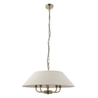Lille Ceiling Pendant Light In Antique Brass Finish With Natural Linen Shade 112956