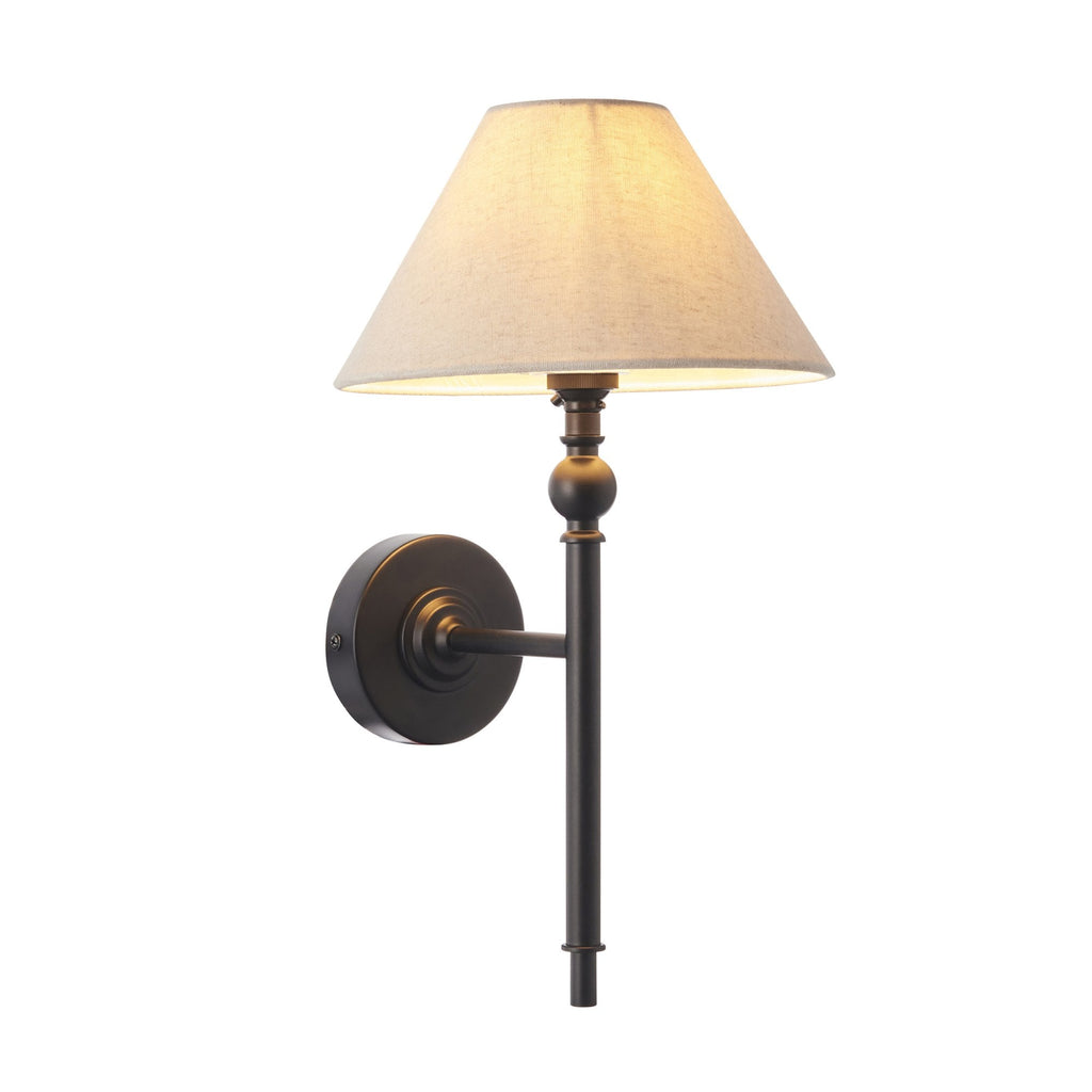 Lille Wall Light In Matt Black Finish With Natural Linen Shade 117826