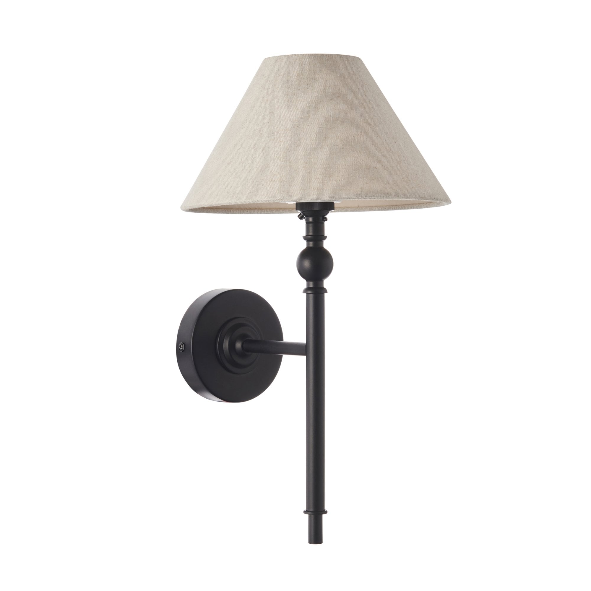 Lille Wall Light In Matt Black Finish With Natural Linen Shade 117826