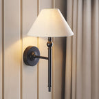 Lille Wall Light In Matt Black Finish With Natural Linen Shade 117826